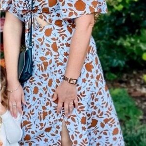 Astr Blue and Brown Floral Dress